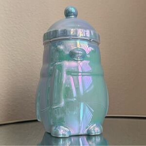 Starbucks 2025 Holiday Blue Iridescent Ceramic Penguin Mug with Lid Cover